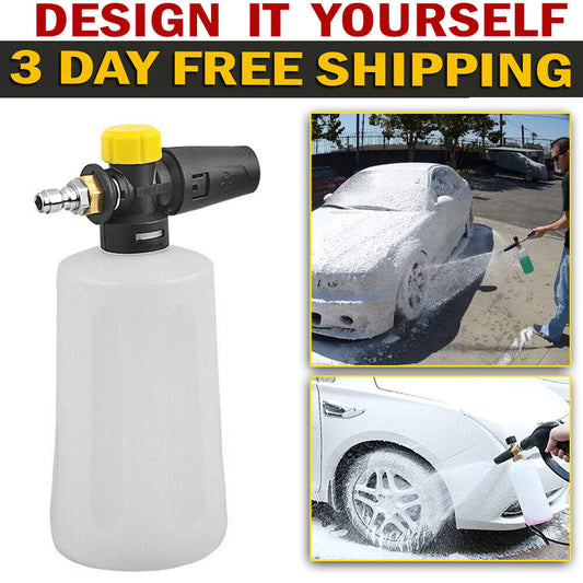 Car Washing Snow Foam Cannon - Lance Pressure Washer Spray Gun - Adjustable Soap Bottle - 1/4 Quick Connector